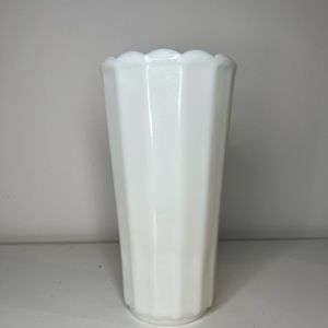 Sold - Antique Vintage Milk Glass Vase - Scallop edge